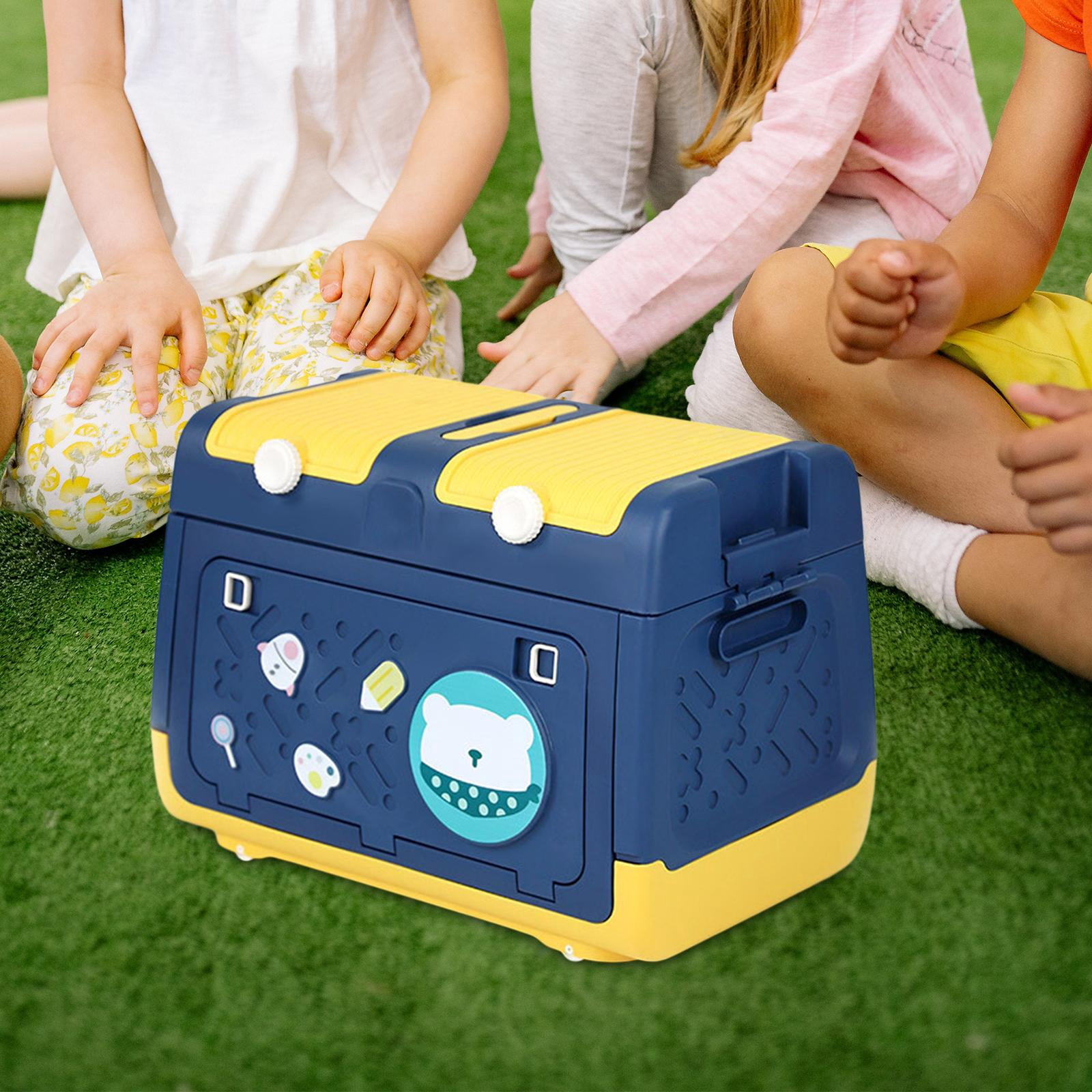 Fiocias Stackable Toy Storage Box with Wheels Organizer Bin Storage Case and Handles for Blue
