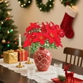 thumbnail image 5 of 3 Pack 7 Heads 13.8" Poinsettia Artificial Flowers, Fake Poinsettia Bouquet, Table Decoration, Indoor and Outdoor Christmas Flowers for Vase/Table/Porch/Home Garden Decoration, Red, 5 of 7