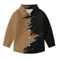 thumbnail image 7 of Lenpel Children's Dress Shirts Girls Boys Long Sleeve Color Block Button down Collared Blouses Kids Casual Tops(Brown,11-12 Years), 7 of 7