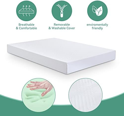 Hcore RV Mattress 10" Short Queen,Green Tea Medium Firm Memory Foam Mattress in a Box,Pressure Relief,Campers/Trailers/Trucks Mattress in a Box,CertiPUR-US Certified,Made in USA