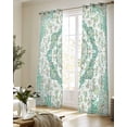 thumbnail image 5 of Turquoise Boho Sheer Curtains 63 Inch Length 2 Panels Set for Living Room/Bedroom, Vintage Abstract Art Floral Ethnic Tribe Kitchen Curtains Grommet Semi-Sheer Curtains Window Treatments 42"x63"x2, 5 of 7