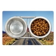 thumbnail image 1 of Arizona Pet Mat for Food and Water, Adventure Trip Themed Panoramic View of Long Road at Monument Valley USA Highway, Non-Slip Rubber Mat for Dogs and Cats, 18" X 12", by Ambesonne, 1 of 2