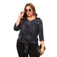 thumbnail image 6 of Uvplove Chiffon Blouses for Women V Neck Tie Front 3/4 Sleeve Tops Business Casual Office Work Loose Top Shirts,Black_Dot,M, 6 of 12