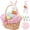 Pink, variant on Easter Bunny Gift Basket  Include Wicker With Liner Gingham Plush Rabbit Eggs Raffia Paper Grass Gifts For Picnic Party Decoration(pink)