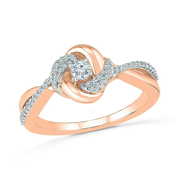DGOLD 10kt Rose Gold Round White Diamond Elegant Promise Ring (1/4 cttw)
