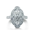 thumbnail image 2 of BERRICLE Sterling Silver Navette Cubic Zirconia CZ Statement Vintage Inspired Art Deco Fashion Ring for Women, Rhodium Plated Size 9.5, 2 of 11