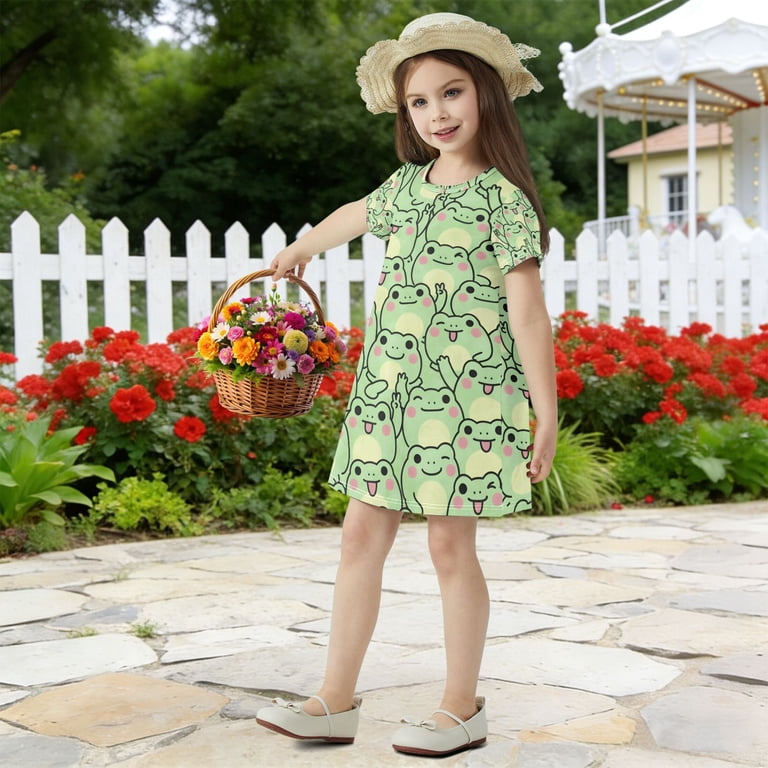 cute frog dress Cute Frog, Little Frog, Baby Frog, Green Frog Toddler Dress - Mauve with Speckles