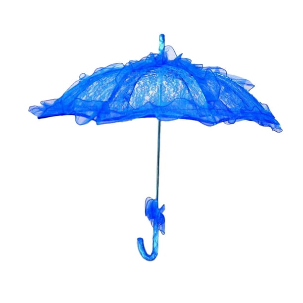 Toystoory Sombrilla de encaje con mango, sombrilla decorativa para boda, decoración nupcial, vestido de desfile, actuación de Cosplay Kits de decoración para fiestas Azul Toystoory HA077056-02