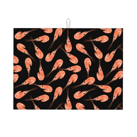 

Dish Drying Mats for Kitchen Counter - Shrimp No.9025 18x24in Dish Drying Pad Coffee Mat with Hanging Loop Super Absorbent Kitchen Counter Mat Coffee Bar Accessories