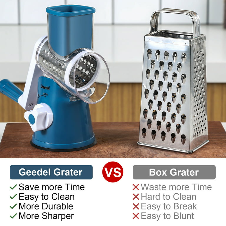 Geedel Rotary Cheese Grater, Kitchen Grater Vegetable Slicer with