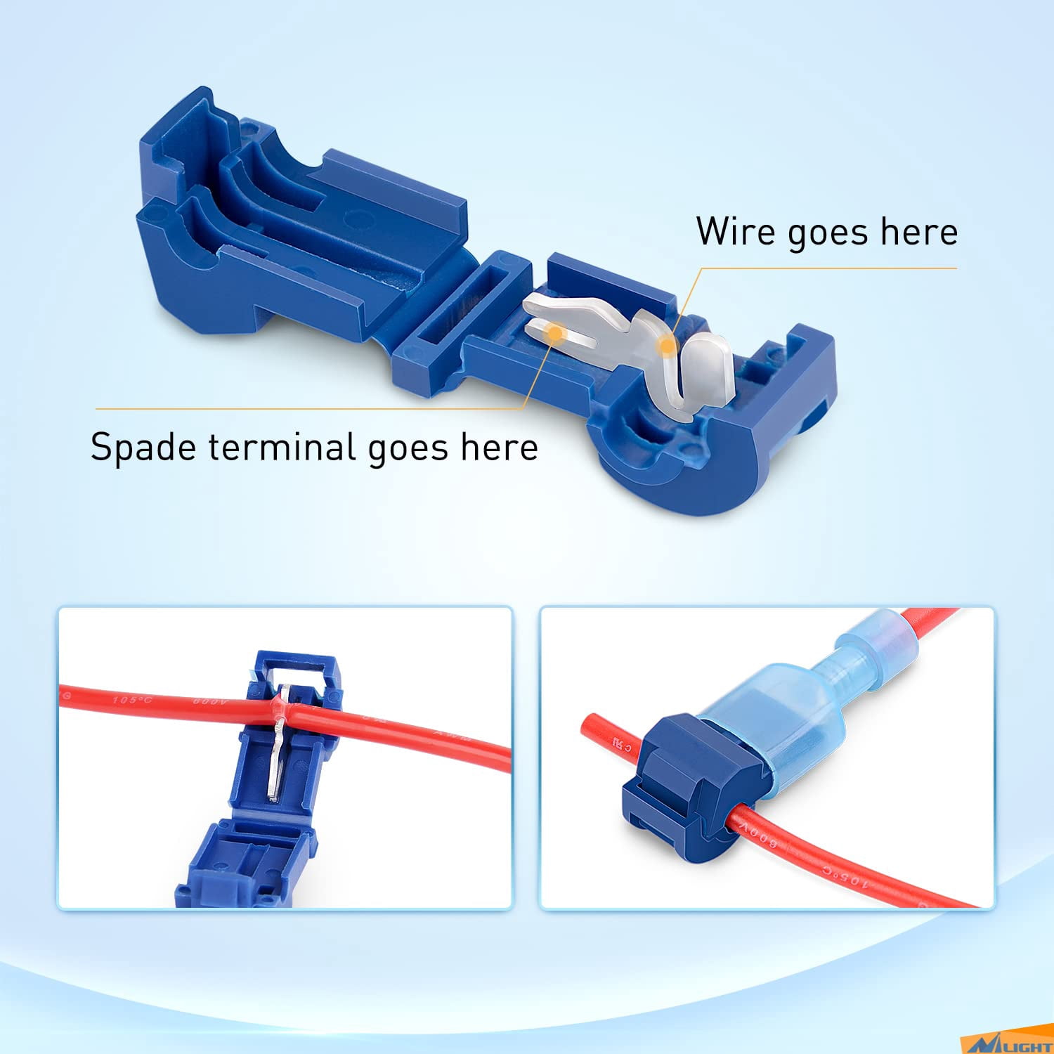 Nilight 360PCS T-Tap Wire Connectors Self-Stripping Quick Splice Electrical Wire Terminals Insulated Male Quick Disconnect Spade Terminals Assortment Kit with Storage Case, 2 Years Warranty