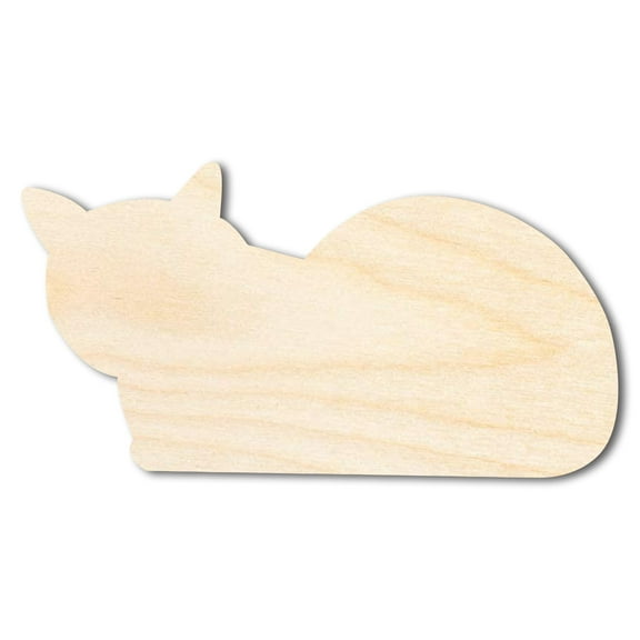 Unfinished Wood Laying Cat Shape 12" / 1/8"