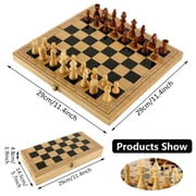 ODOMY Upgraded Chess Folding Wooden Chess Set with Storage Slots