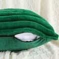 thumbnail image 3 of SURJDE Emerald Green Striped Decorative Throw Pillow Covers 24x24 Inch Set of 2,Square Fall Decorations Couch Euro Pillow Case,Soft Cozy Faux Rabbit & Velvet Back,Modern Home Decor for Bed, 3 of 6