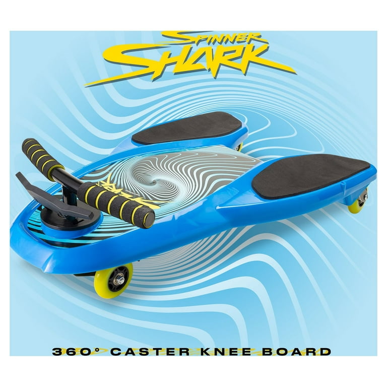 GOMO Blue Spinner Shark Kneeboard Toy for Kids 6 Years and up, 74 mm wheels