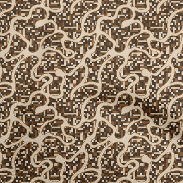 oneOone Georgette Viscose Brown Fabric Abstract Sewing Material Print Fabric By The Yard 42 Inch Wide
