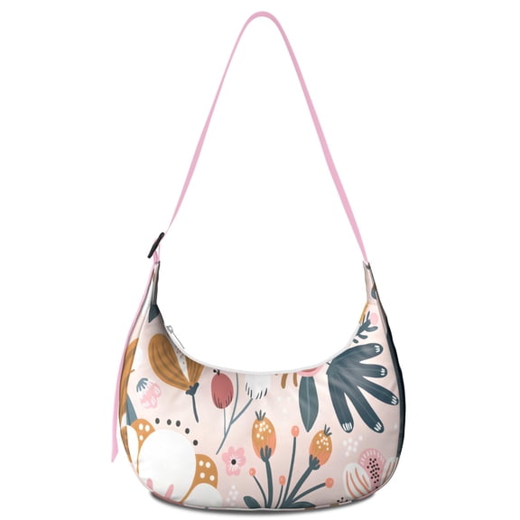 Small Crossbody Purse featuring Floral and Bee Artwork Adjustable Strap Lightweight Nylon Vintage Aesthetic Suitable for Daily Use