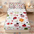 thumbnail image 2 of Erosebridal Cartoon Ladybug Floral Zipper Twin Comforter Sets with Fitted Sheet and 2 Pillowcases,Color Dot Secondary Motif Zipper Bedding Set,Red White,4-Piece,Reversible, 2 of 6