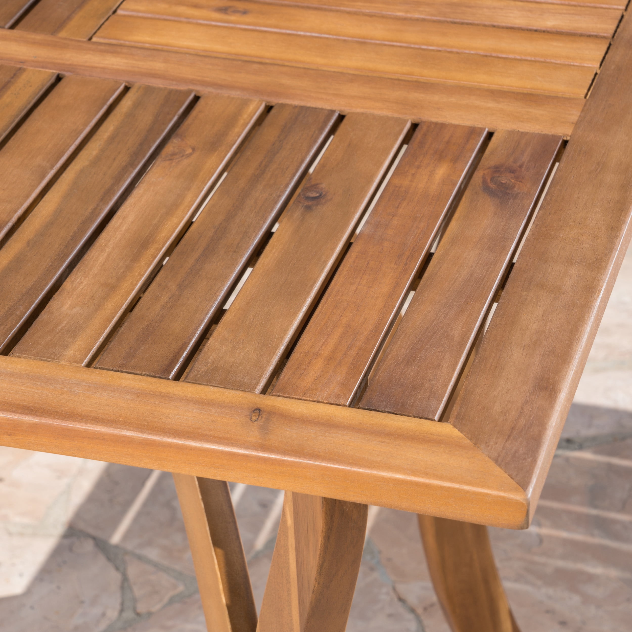 Outdoor 5 Piece Acacia Wood/ Wicker Dining Set, Teak,Multibrown