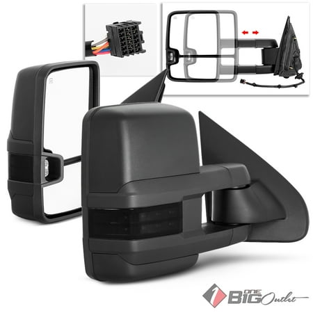 Power Towing Side Mirrors - 2014-2017 Silverado/Sierra Towing Power Heated Side Mirrors w/ Smoked LED Signal Pair L+R 2015 2016
