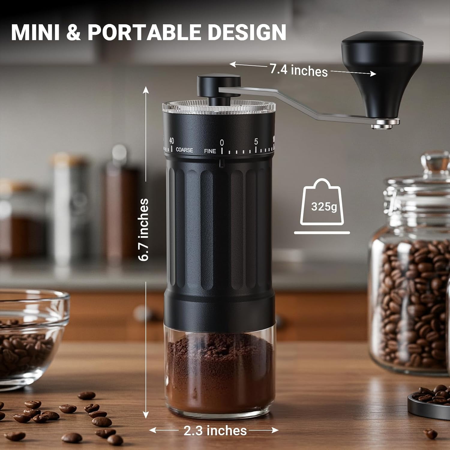 Portable Hand Coffee Grinder with 40 Adjustable Settings, 30g Capacity Conical Burr Design, Quiet Compact Manual Bean Mill for Travel Camping & Home Brewing