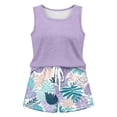 thumbnail image 4 of Womens Hawaiian 2 Piece Outfits Sleeveless Scoop Neck Tank Top and Drawstring Shorts Set Trendy Matching Sets Women Clothing Casual Resort Wear Vacation Travel Beach Outfits, 4 of 4