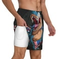 thumbnail image 3 of Gaeub Blue Dinosaur Mens Swim Trunks Stretch Beach Shorts Quick Dry for Men Swim Shorts Swimwear with Pockets- 3X-Large, 3 of 9