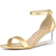 thumbnail image 1 of Sandalias de tacón transparente con cuña baja y correa en el tobillo para mujer, dorado, EE. UU. 11, 1 of 6