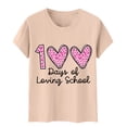 thumbnail image 4 of Delayuji 100 Days of School Shirt Women Teacher Tshirts Happy 100Th Days Shirt Celebration Appreciation Beige Xxxl Polyester,Spandex Short Sleeve Shirts for Women, 4 of 5