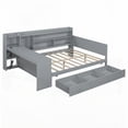 thumbnail image 5 of Full Size Wooden Bedframe with 3 Drawers, USB Ports and Desk, Gray (for Bedroom), 5 of 24