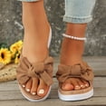 thumbnail image 2 of Rokment Bow Platform Wedge Sandals for Women Fashion Casual Bowknot Open Toe Chunky High Heel Dress Slip on Comfortable Walking Slides Summer Beach Vacation Brown Size 7, 2 of 7