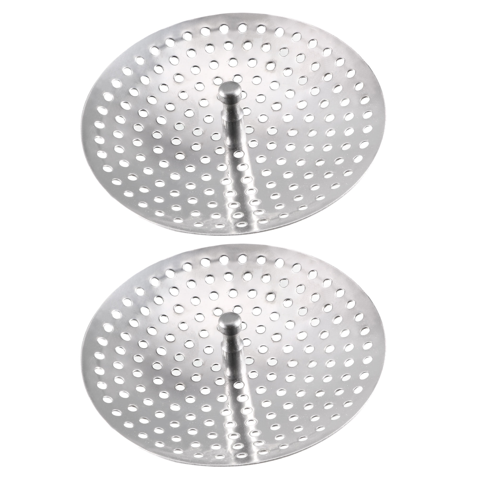 Uxcell Flat Stainless Steel Round Design Sink Strainer Stopper 7.9cm Dia Silver 2pcs