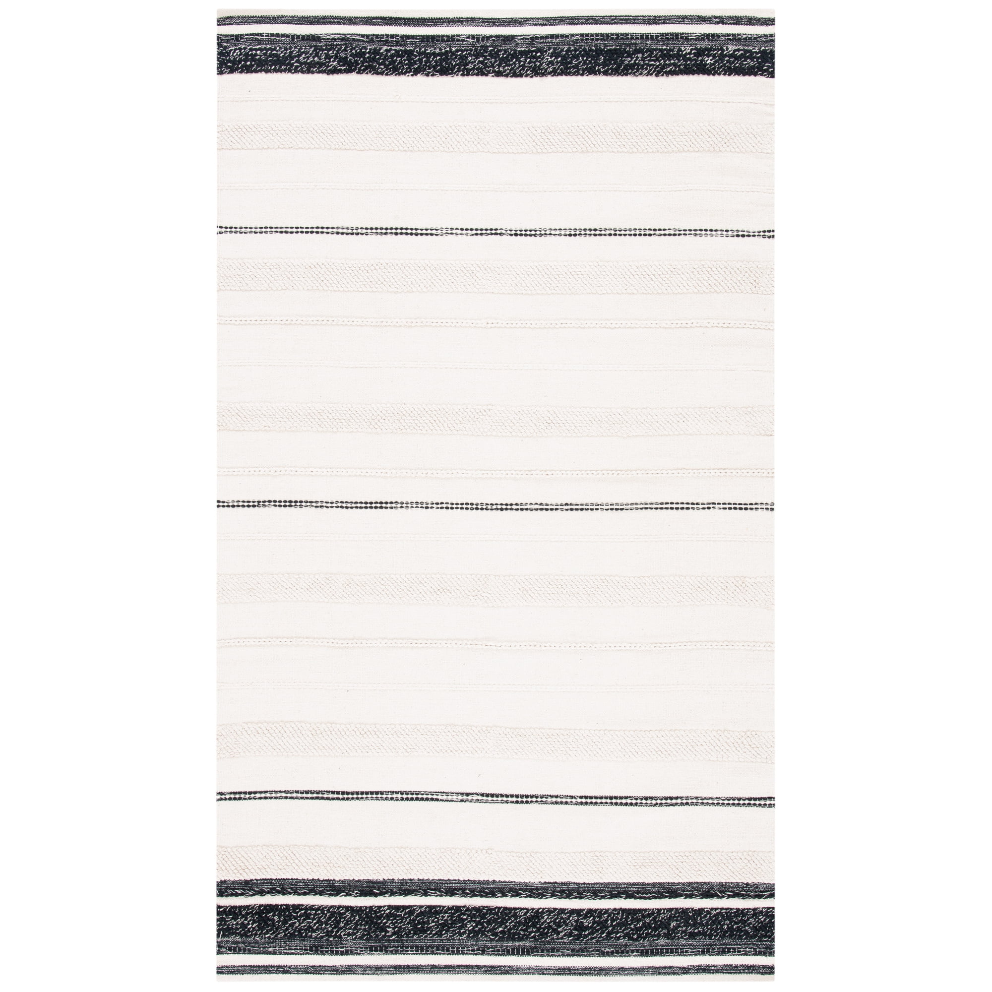 SAFAVIEH Striped Kilim Kevin Striped Cotton Area Rug, Ivory/Black, 8' x 10'