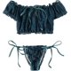 thumbnail image 1 of Conjunto de lencería de malla Dobby con volantes para mujer Azul Teal CH Azul Teal CH Xishao ropa, 1 of 2