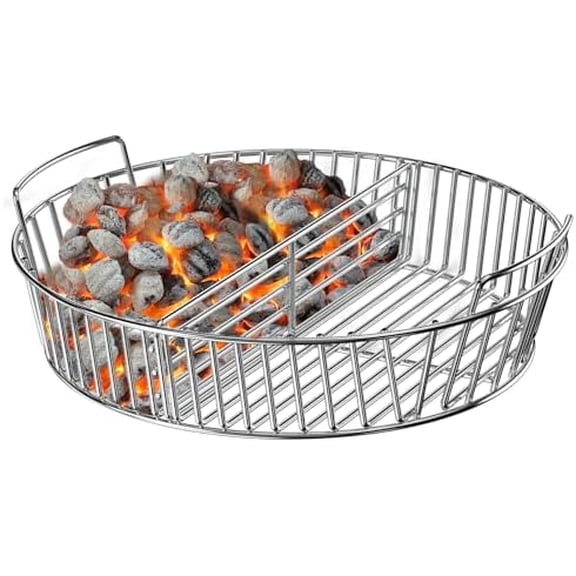 Charkettle Stainless Steel Charcoal Basket with Divider and Handle, BBQ Accessries Charcoal Holder Compatible with Weber 22" Kettle Grills$$Garden & Patio