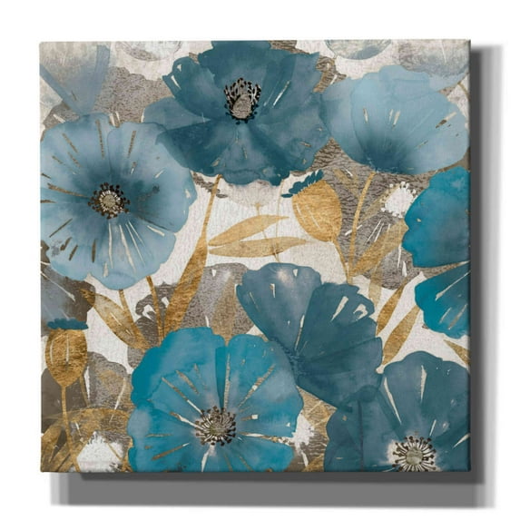 Epic Graffiti 'Blue and Gold Poppies I' by Studio W, Canvas Wall Art, 18"x18"
