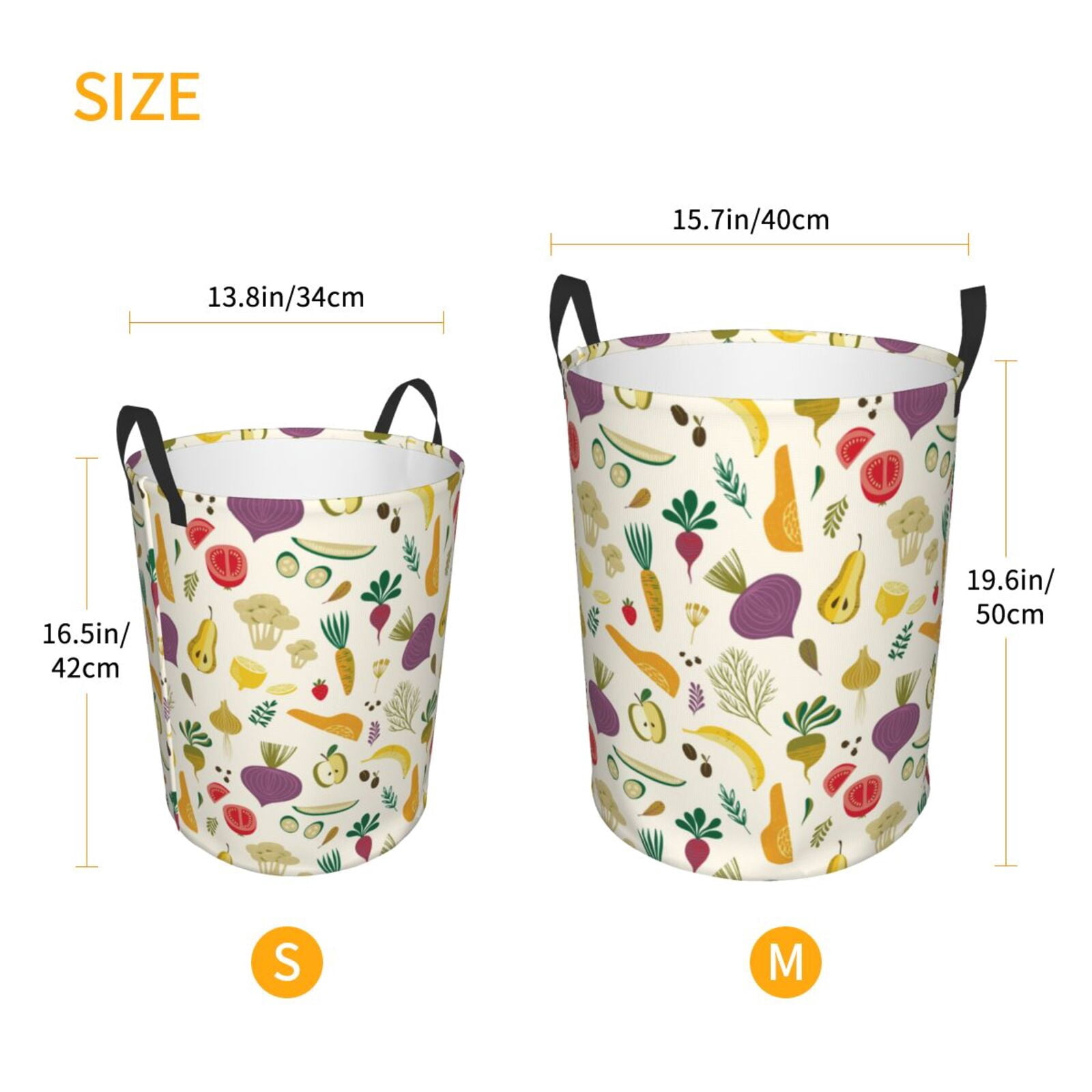 Large Laundry Basket with Handles - Vegetable Kids Baby Dirty Clothes Laundry Hamper for Bedroom Aesthetic
