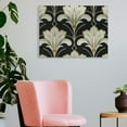 thumbnail image 3 of Fenyluxe Flowers Black and Gold Wallpaper Art Modern Canvas Prints Wall Art Decor Ready to Hang Home Room 16x12in, 3 of 6