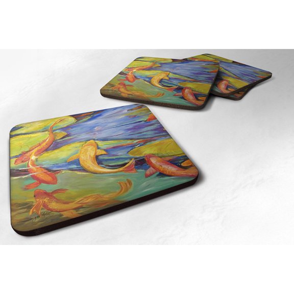 Carolines Treasures JMK1263FC Koi Foam Coaster Set of 4 3 1/2 x 3 1/2 multicolor