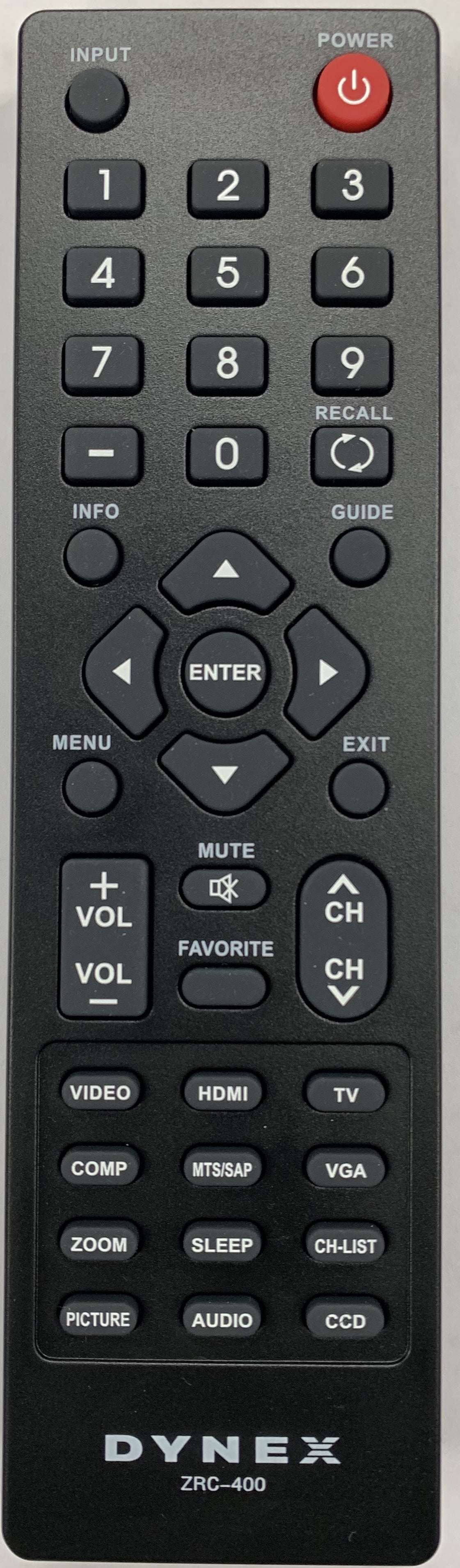 New Dynex ZRC400 Remote for Dynex TV DXRC01A12 XRC02A12 RC7010A