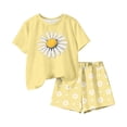 thumbnail image 5 of NAISIBABY Girls Floral Outfit Sets, Graphic Short Sleeve T-Shirt and Elastic Waist Shorts Kids Summer Fashion Clothes Yellow Size 4, 5 of 6