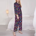 thumbnail image 3 of Fuzoiu rainbow color mushroom Skull Print Women's Long-Sleeved Pajama,Lounge Button Down Nightwear,Womens Notch Collar Pajama Set-XX-Large, 3 of 7