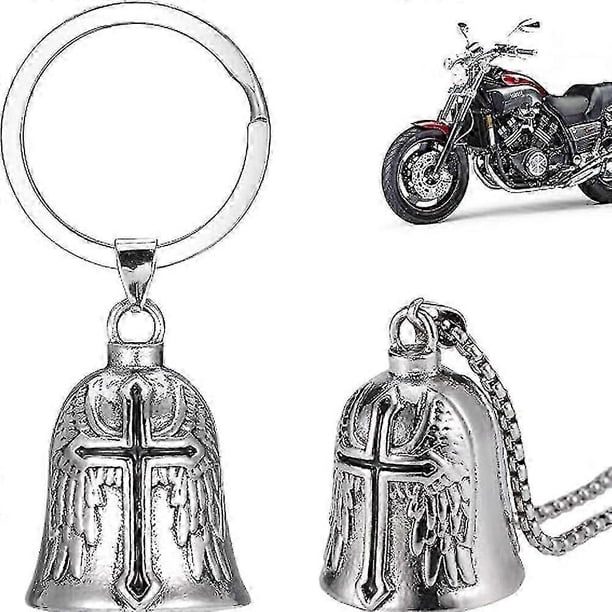 2pcs Motorcycle Guardian Bell, Angel Guardian Riding Bell With Chain, Stainless Steel Motorcycle Bells Luck Riding Bell, Motorcycle Accessories Gifts(