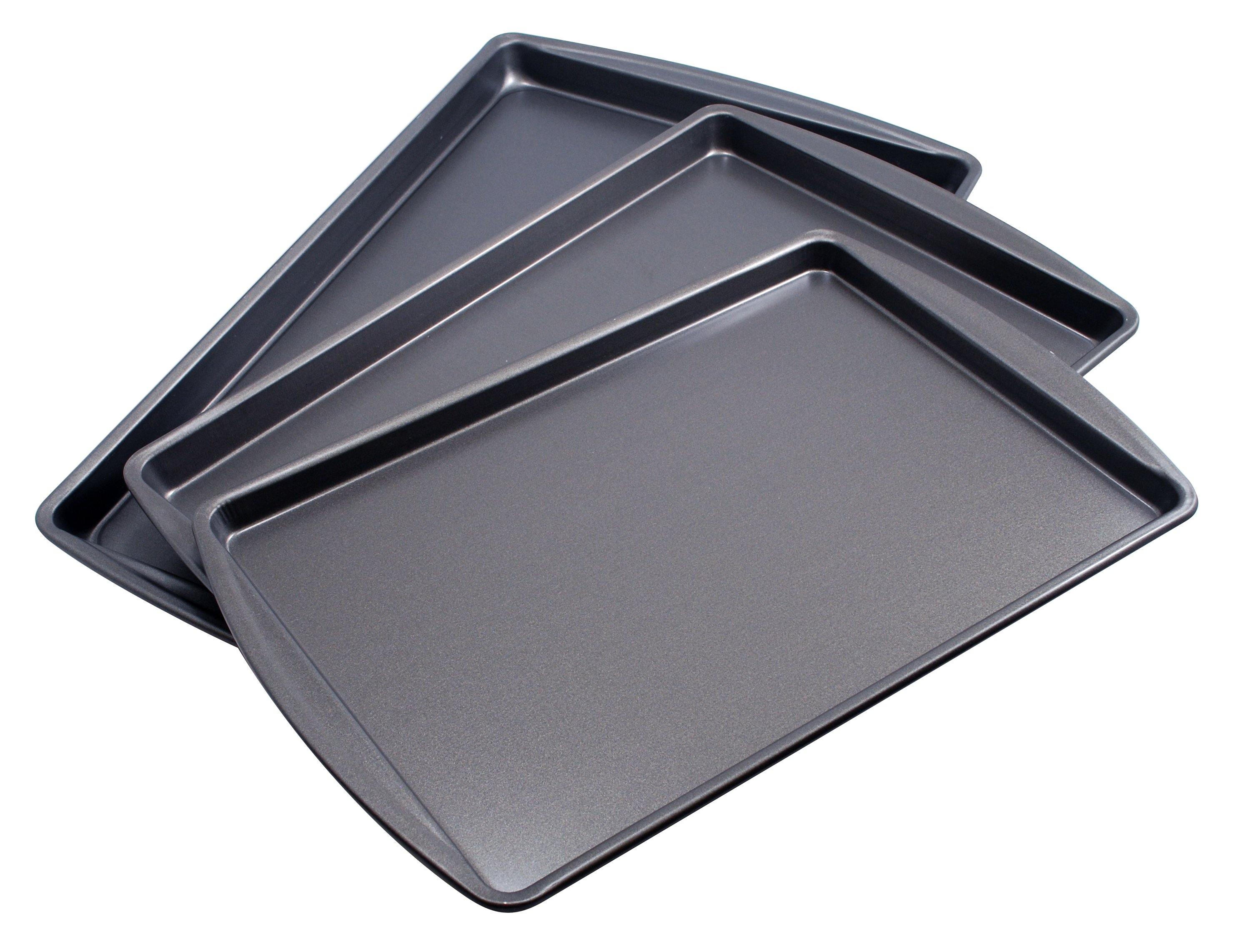 Mainstays Nonstick Cookie Sheet Set, 3 Piece Small, Medium and Large Cookie Sheet, Baking Sheet, Gray - image 2 of 6