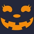 thumbnail image 2 of Junior's CHIN UP Halloween Jack o' Lantern Face Cowl Neck Sweatshirt Navy Blue Large, 2 of 4