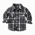 thumbnail image 2 of YIWULA Toddler Long Sleeve Plaid Jacket Baby Boys Girls Button Down Flannel Thick Shirt Fall Winter Coat for Kid(10-11 Years,Black), 2 of 5