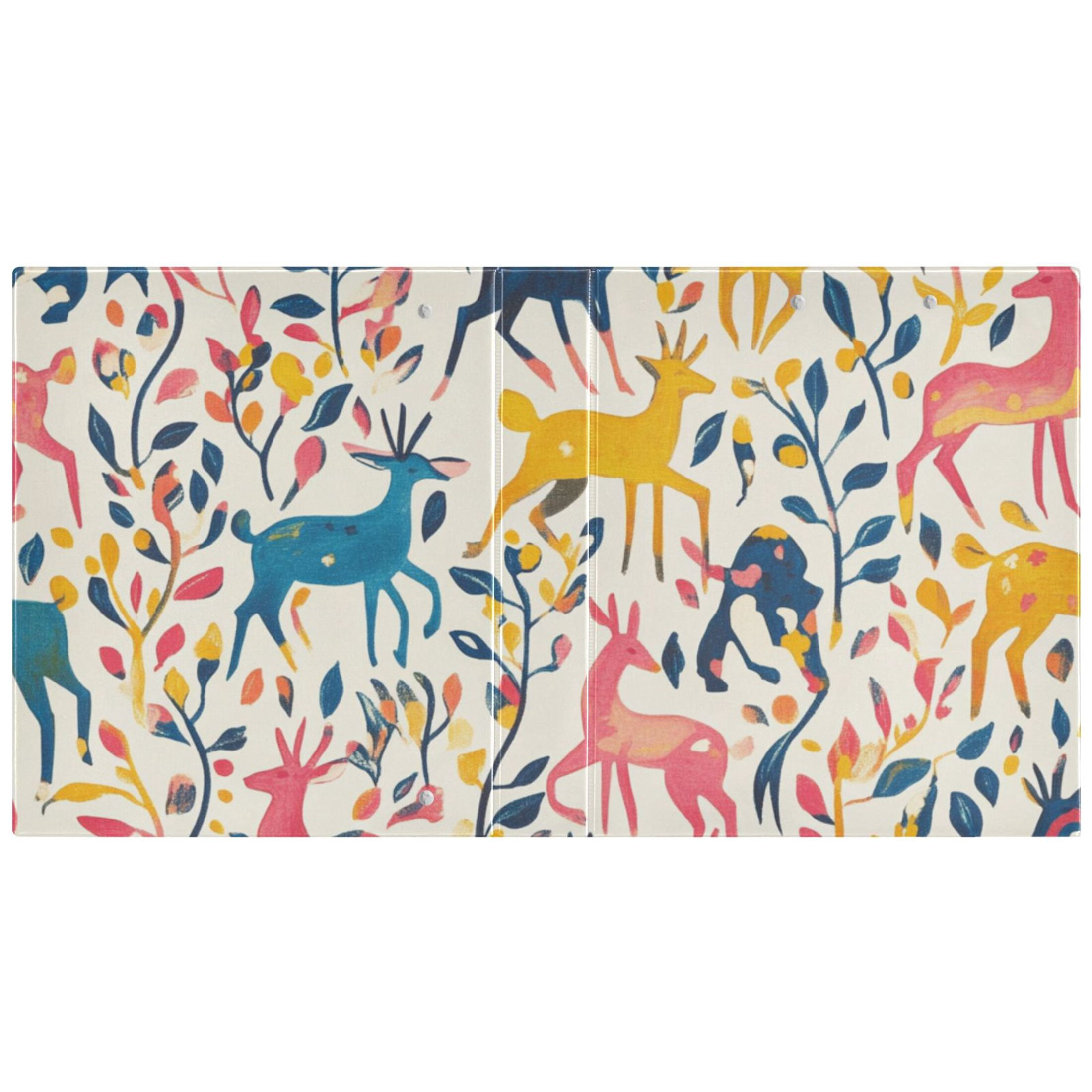 Colorful Deers 3 Ring Binders 1.5 inch Hardcover File Folders with Interior Pockets A4 Size Organizer for School Office Hospital Set of 2