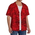 thumbnail image 2 of Balery Red Rose Camisa Casual de Manga Corta con Botones para Hombre, Texturizada, Estilo Cubano, para Playa, Verano-Large, 2 of 5