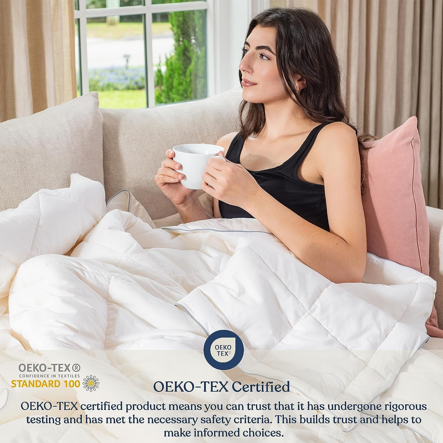 Delara Twin Size Down Alternative Duvet Insert - Ultra-Soft GOTS Certified Organic Cotton Cover Hypoallergenic Snow Down Alternative-Filled Hotel Collection Comforter, 350 GSM All Season Warmth