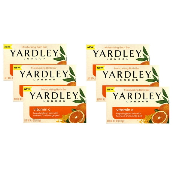 Yardley London Moisturizing Bath Bar - Vitamin C, Turmeric & Orange Peel 4oz. - Pack of 6